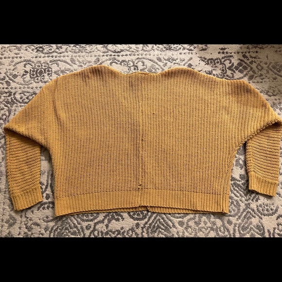 Mustard Yellow Knitted V-Neck Sweater - Picture 2 of 3